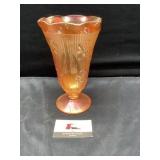 Marigold carnival glass vase