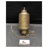Vintage pierced brass, Moroccan swag pendant