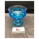 Blue glass candy dish