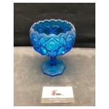Blue glass candy dish