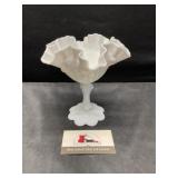 Milk glass ruffle dish