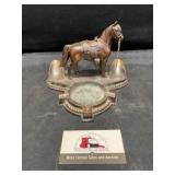 Cast copper metal brass horse ash tray