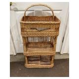 Free standing wicker shelves
