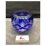 Bohemian cobalt blue cut crystal bowl