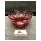 Bohemian red cut crystal bowl