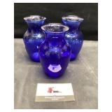 Blue glass vases
