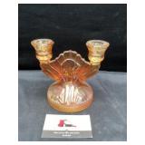 Marigold carnival glass candelabra