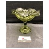 Vintage green glass candy dish