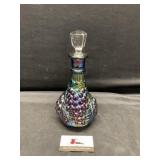 Iridescent, carnival glass decanter