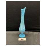 BlueWhite slag hobnail swung vase