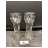 Etched glass vases