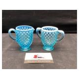 Blue hobnail creamer dish set
