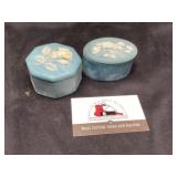 Vintage soap stone floral trinket boxes