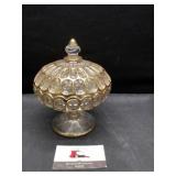 Gold accent glass candy dish