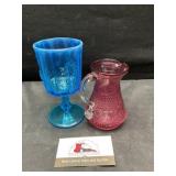 Vintage cranberry creamer and westmorland glass