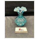 Fenton opal ruffled vase