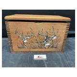 Wooden ammo box with deer on it