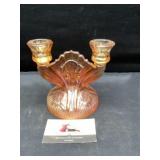 Marigold carnival glass candelabra