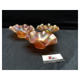 Marigold carnival glass bowls