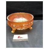Marigold carnival glass footed dish