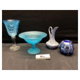 Blue glassware,