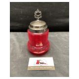Cranberry glass pickle caster