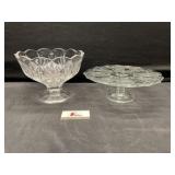 Glass  cake stand  and bowl