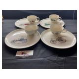 Vintage car plates and cups