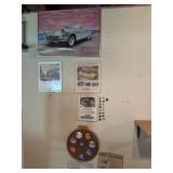 Car memorabilia on wall