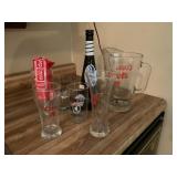 Coors pitcher and glassware