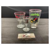Vintage car glasses 1899 Packard, 1904 Cadillac,