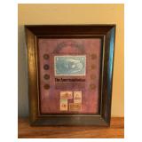 Framed the American Indian stamp and coin