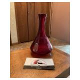 Red glassware vase
