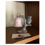 Pewter owl with  bell