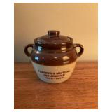 Farmers mutual stoneware pot with matchbooks