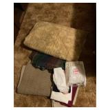 Rugs, spread, shower, curtain, and material