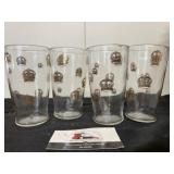 Four MCM Red Crown Glasses