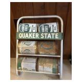 Quaker State Oil Display and Oil Cans