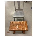 Wooden chair and stool