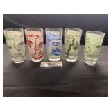 Vintage state song glasses, Illinois, Indiana,