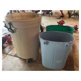 Three garbage cans