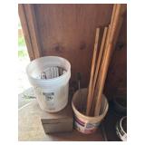 Miscellaneous Buckets, Toolbox, and wood