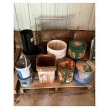 Pallet of buckets and tins