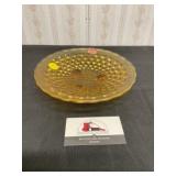 Viking glass amber footed dish