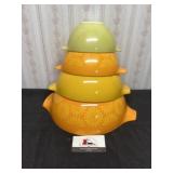 Pyrex yellow orange sunflower Cinderella bowls/