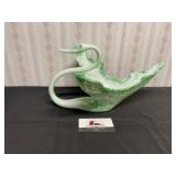 Blown glass swan bowl