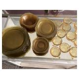 Yellow carnival glass dish set