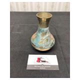 Painted brass vase