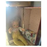 Vintage doll in carrying case