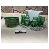 MCM green and gold serving ware